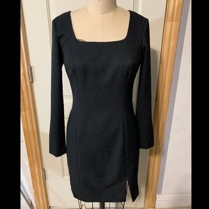 Black Square Neck long sleeve dress